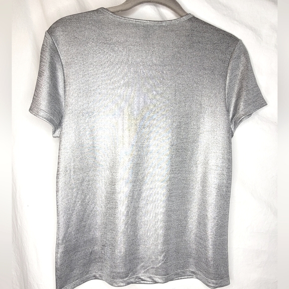Lauren Ralph Lauren Silver Semi-sheer Beautiful Tshirt Size Medium Excellent ✅️ - Picture 3 of 4